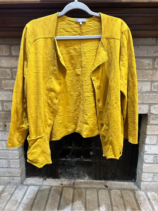 Habitat Sweaters - Habitat Mustard Yellow Button-Front Women's Cardigan EUC